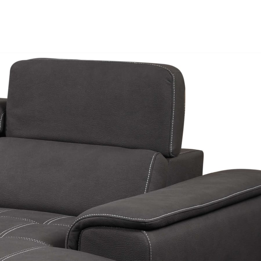 Canapé panoramique convertible avec coffre de rangement en tissu gris- Angle Droit