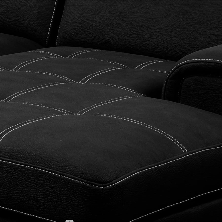 Canap&eacute; panoramique convertible avec coffre de rangement en tissu noir- Angle Droit