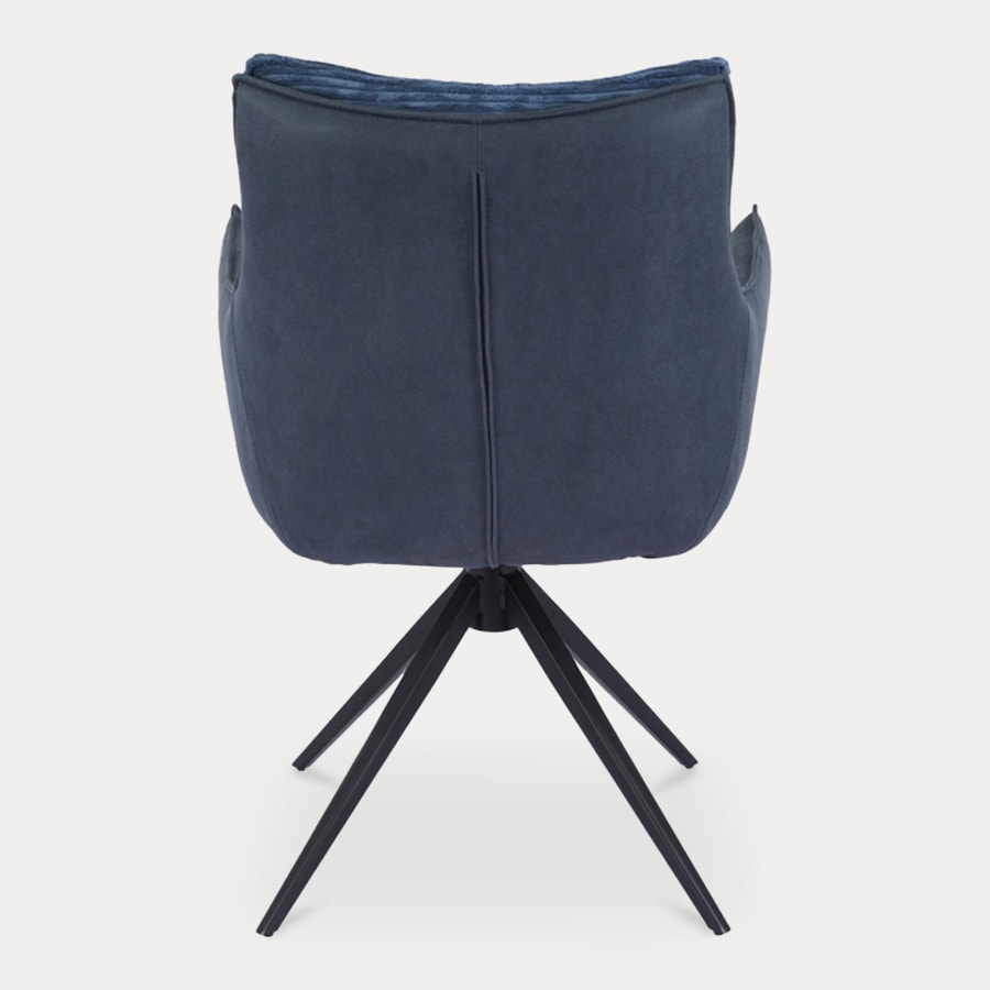 Chaise bi-matière bleu pieds en métal noir