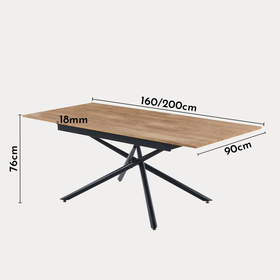 Table à manger rectangulaire extensible noir