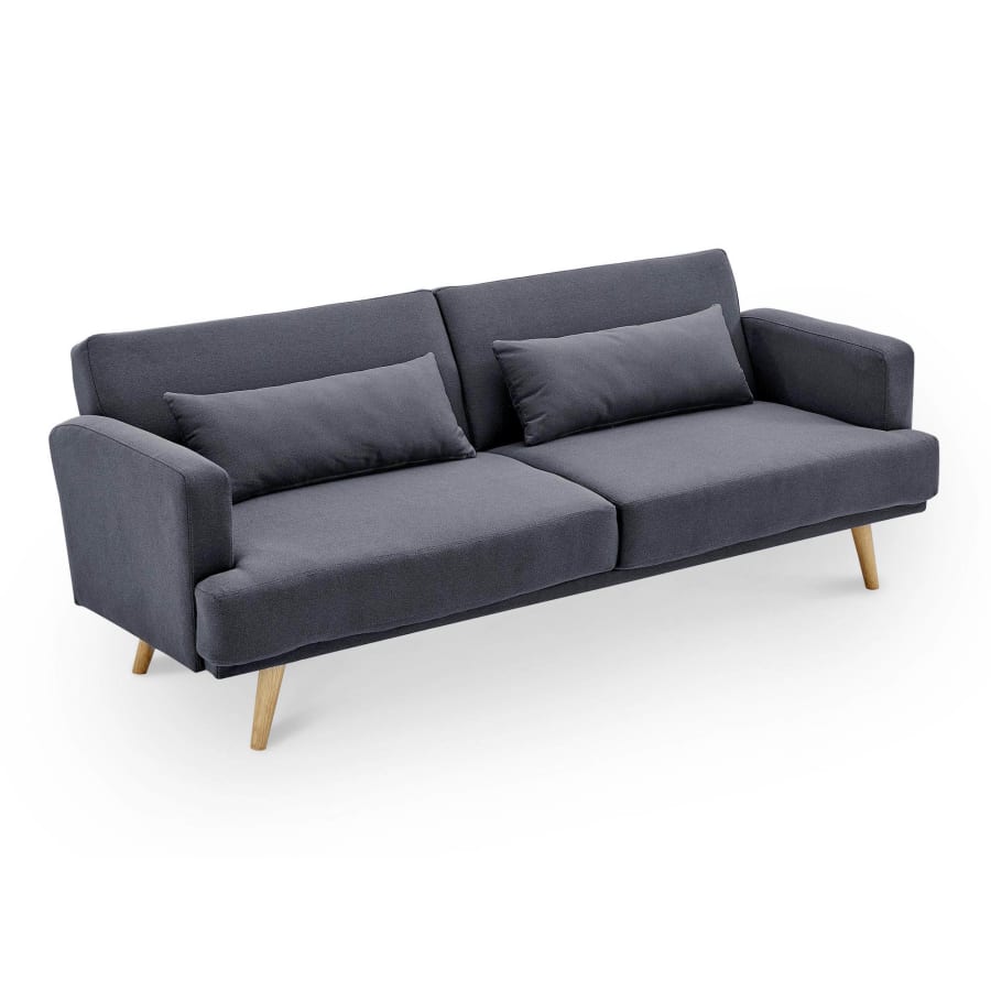 Canap&eacute; clic clac 3 places en tissu gris fonc&eacute;