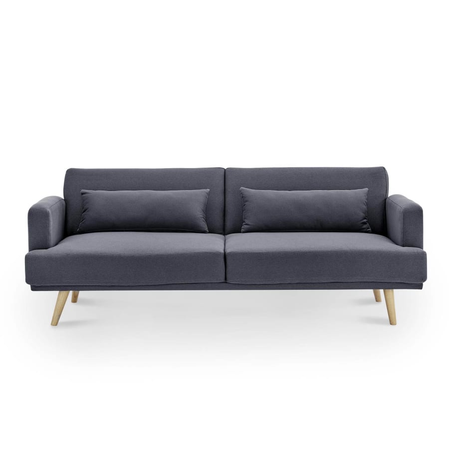 Canap&eacute; clic clac 3 places en tissu gris fonc&eacute;