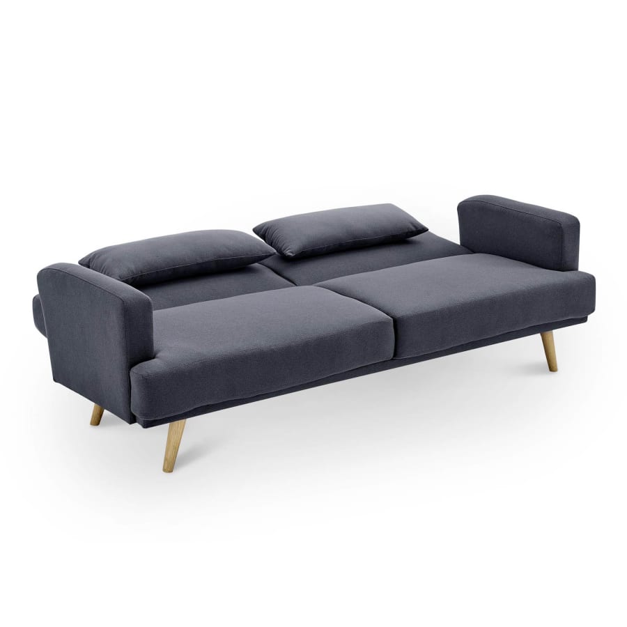 Canap&eacute; clic clac 3 places en tissu gris fonc&eacute;