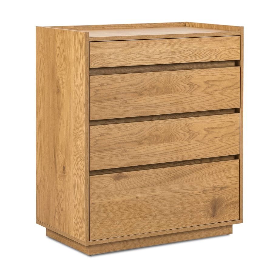 Commode 4 tiroirs en bois couleur chêne