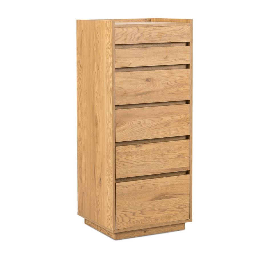 Commode 5 tiroirs avec coiffeuse en bois couleur ch&ecirc;ne