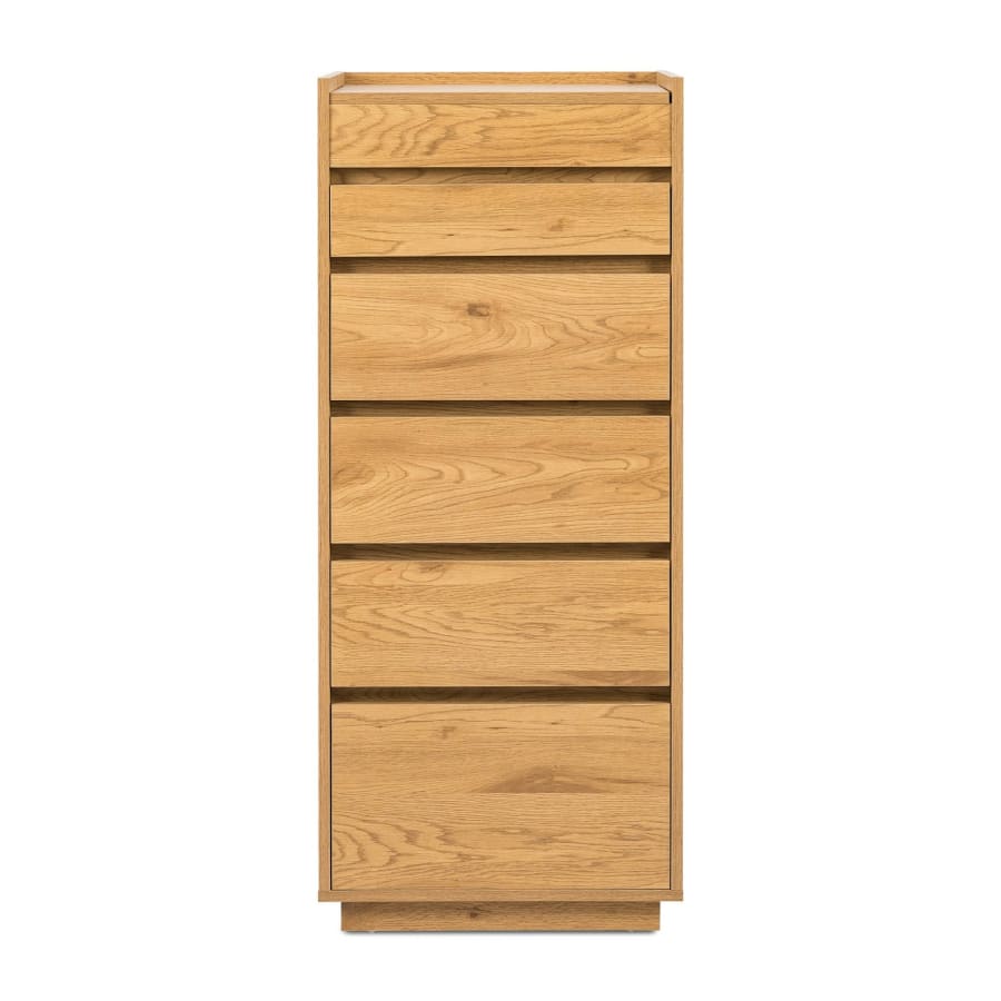 Commode 5 tiroirs avec coiffeuse en bois couleur ch&ecirc;ne