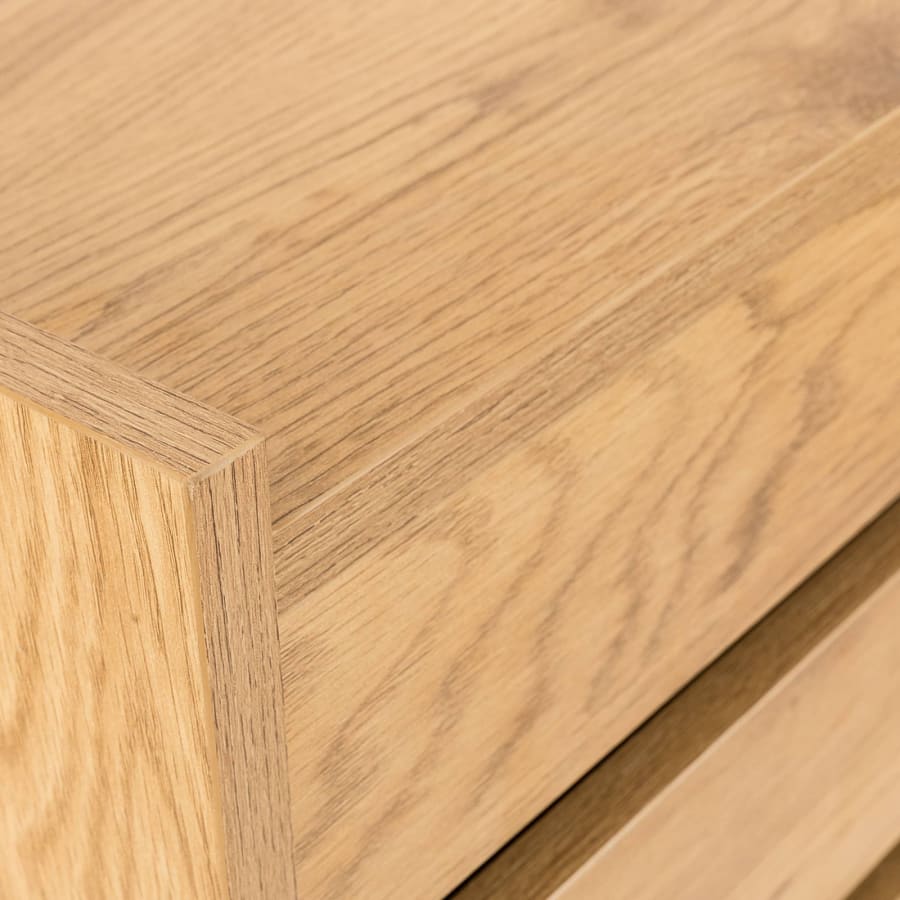 Commode 5 tiroirs avec coiffeuse en bois couleur ch&ecirc;ne