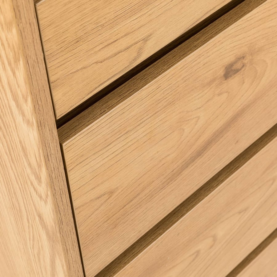 Commode 5 tiroirs avec coiffeuse en bois couleur ch&ecirc;ne