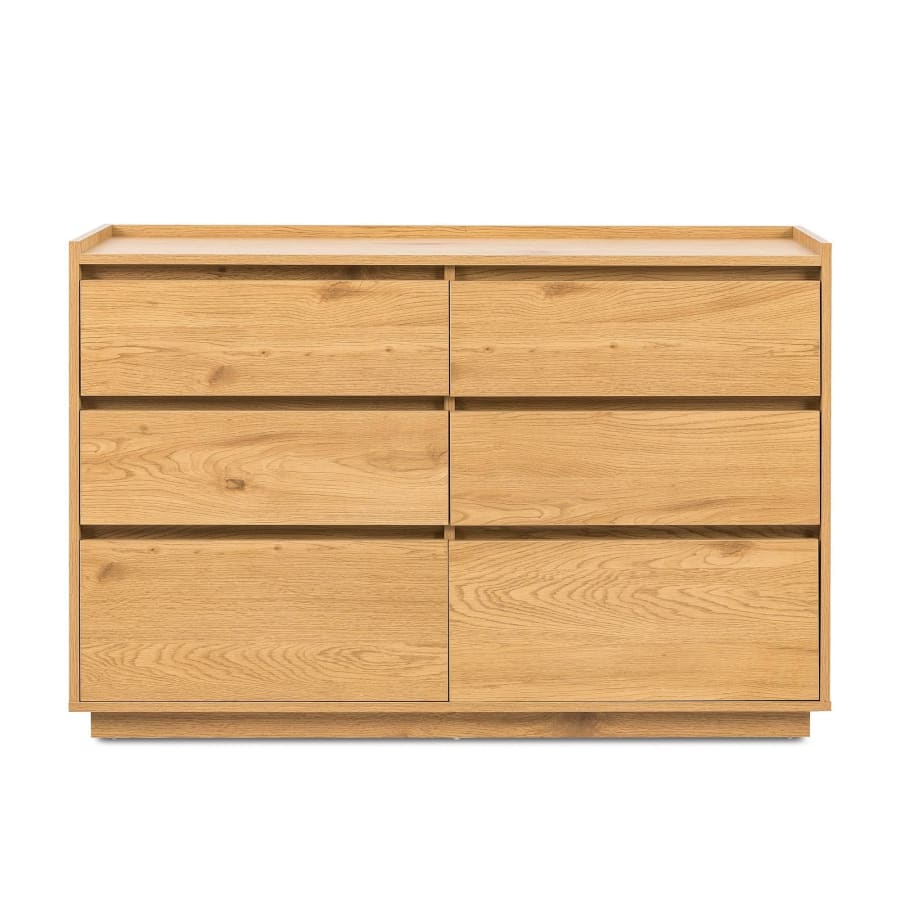 Commode 6 tiroirs en bois couleur chêne