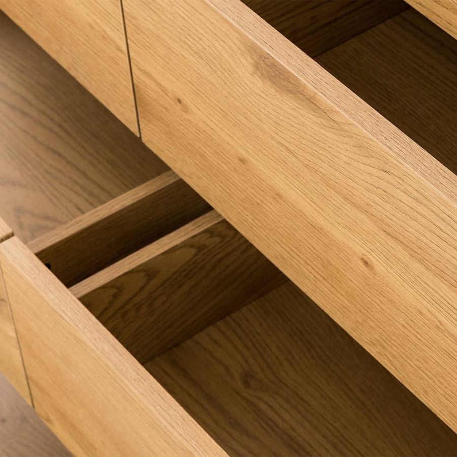 Commode 6 tiroirs en bois couleur ch&ecirc;ne