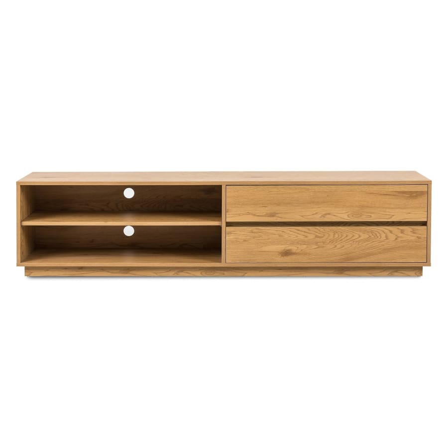 Meuble TV design 2 tiroirs en bois couleur chêne