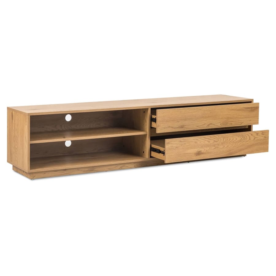 Meuble TV design 2 tiroirs en bois couleur chêne