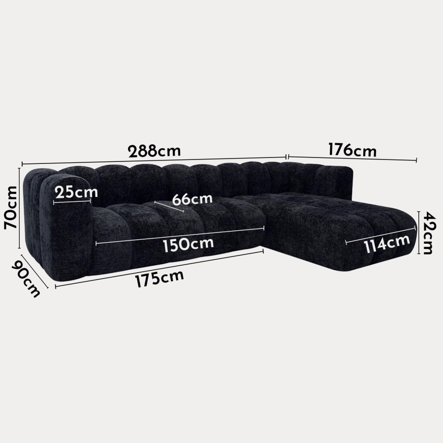 Canapé d'angle réversible  en tissu noir