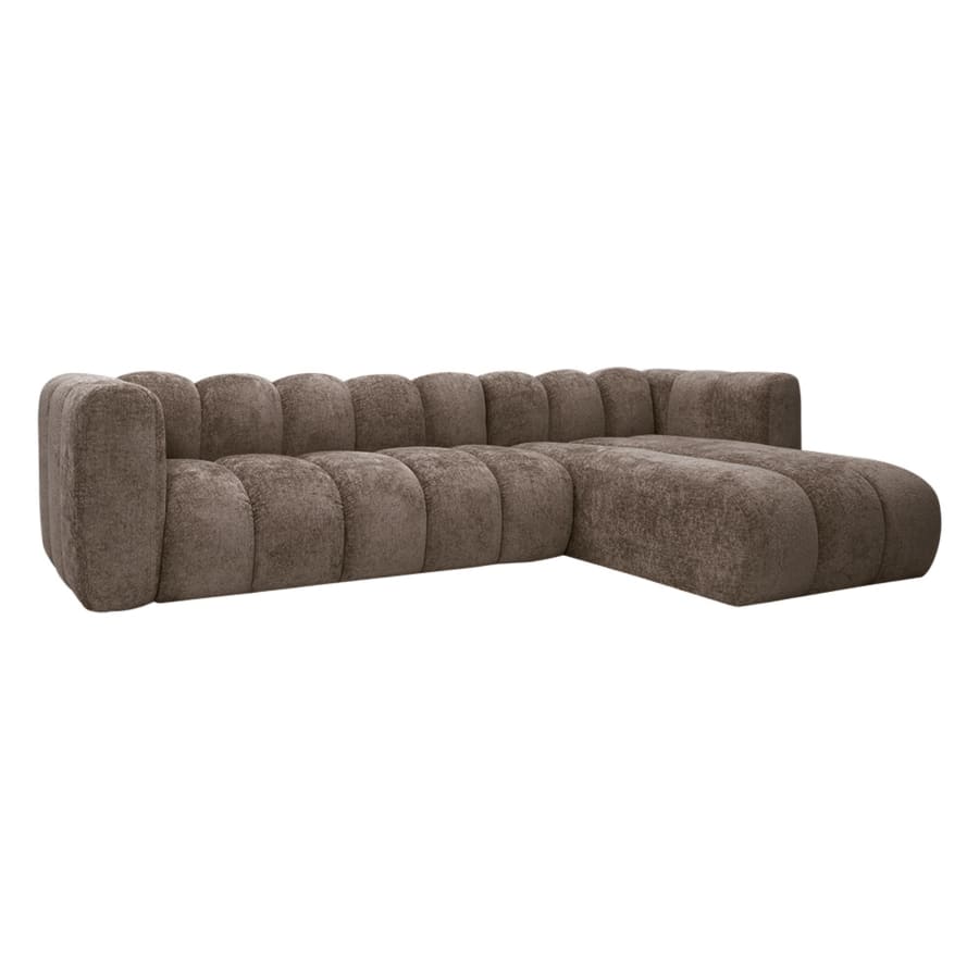 Canap&eacute; d'angle r&eacute;versible en tissu taupe fonc&eacute;