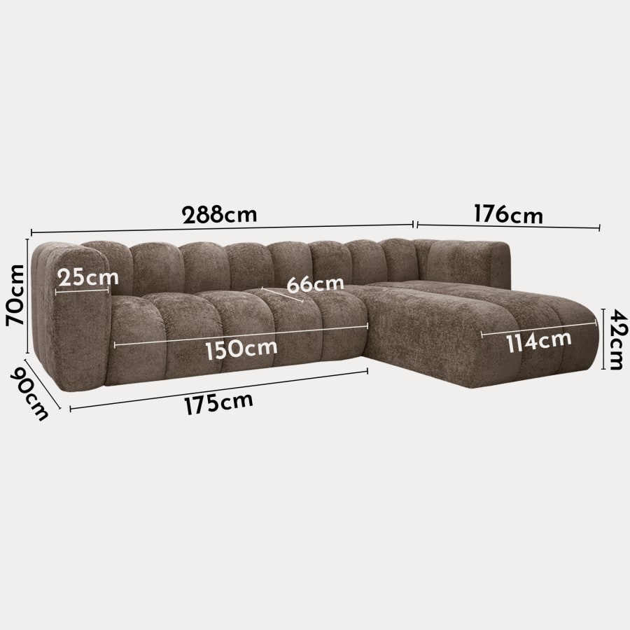 Canap&eacute; d'angle r&eacute;versible en tissu taupe fonc&eacute;