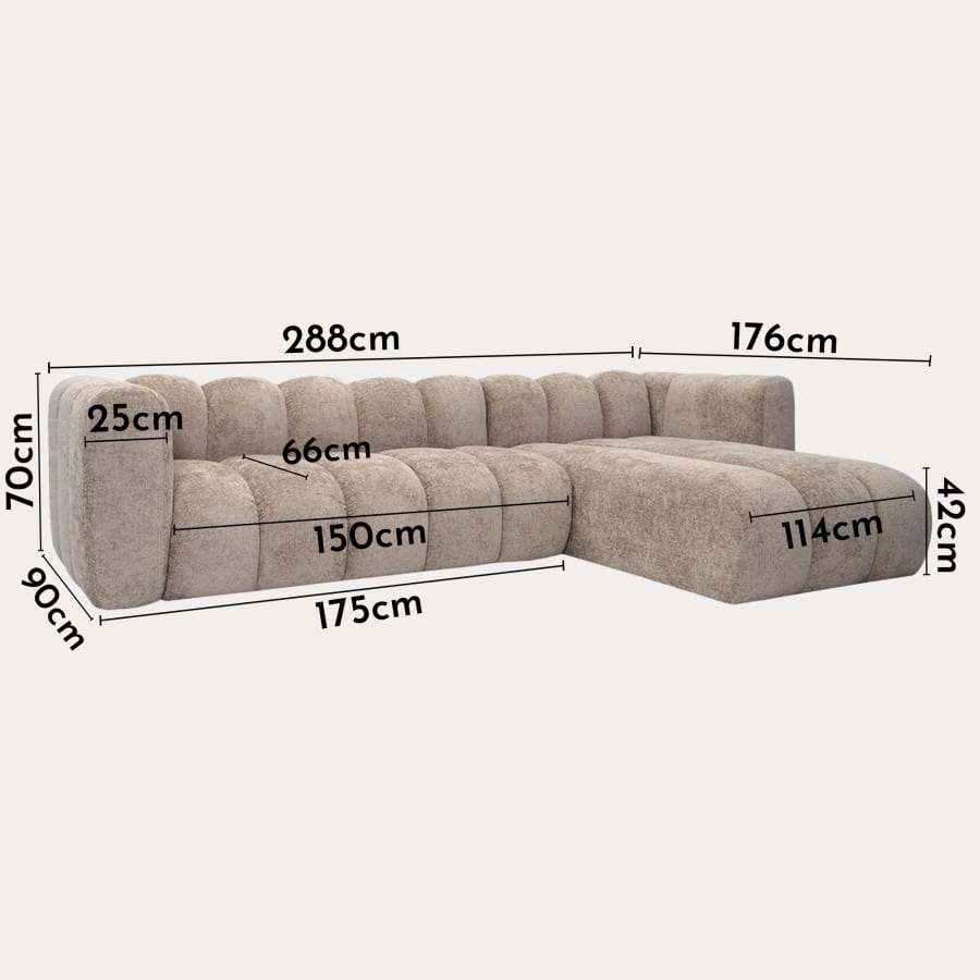 Canapé d'angle réversible en tissu taupe