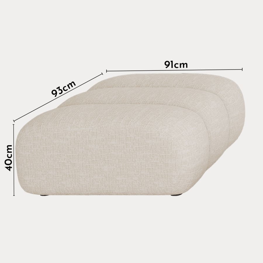 Pouf rectangle matelass&eacute; en tissu beige