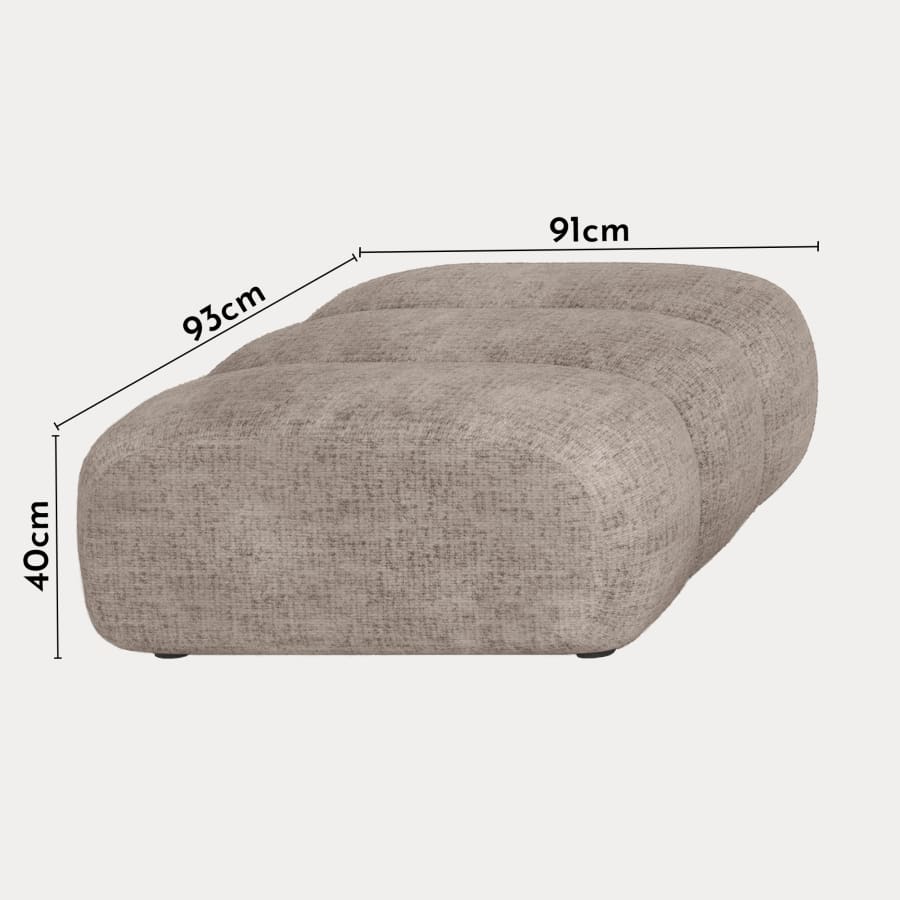 Pouf rectangle matelass&eacute; en tissu taupe