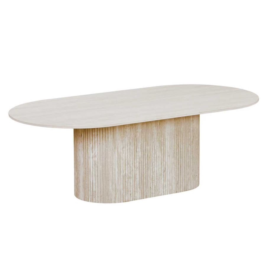 Table basse ovale en c&eacute;ramique beige 120 cm