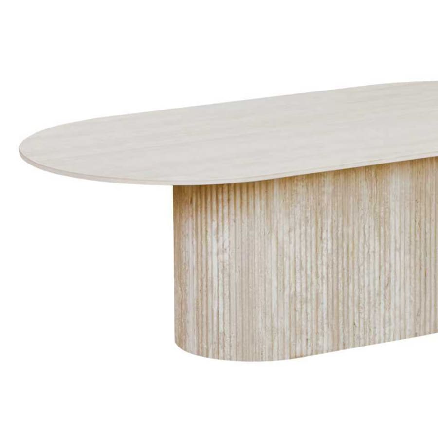 Table basse ovale en c&eacute;ramique beige 120 cm