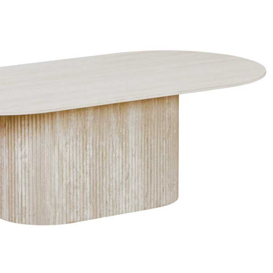 Table basse ovale en c&eacute;ramique beige 120 cm