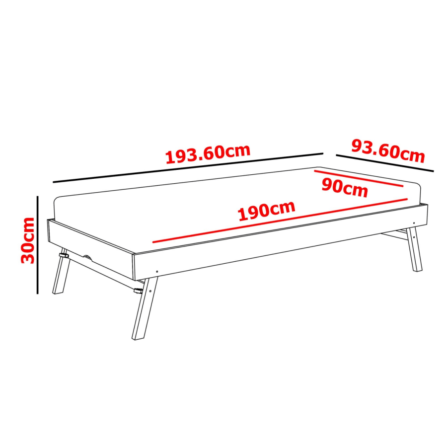 Lit gigogne superposé 3 personnes 90 x 190 cm en bois blanc