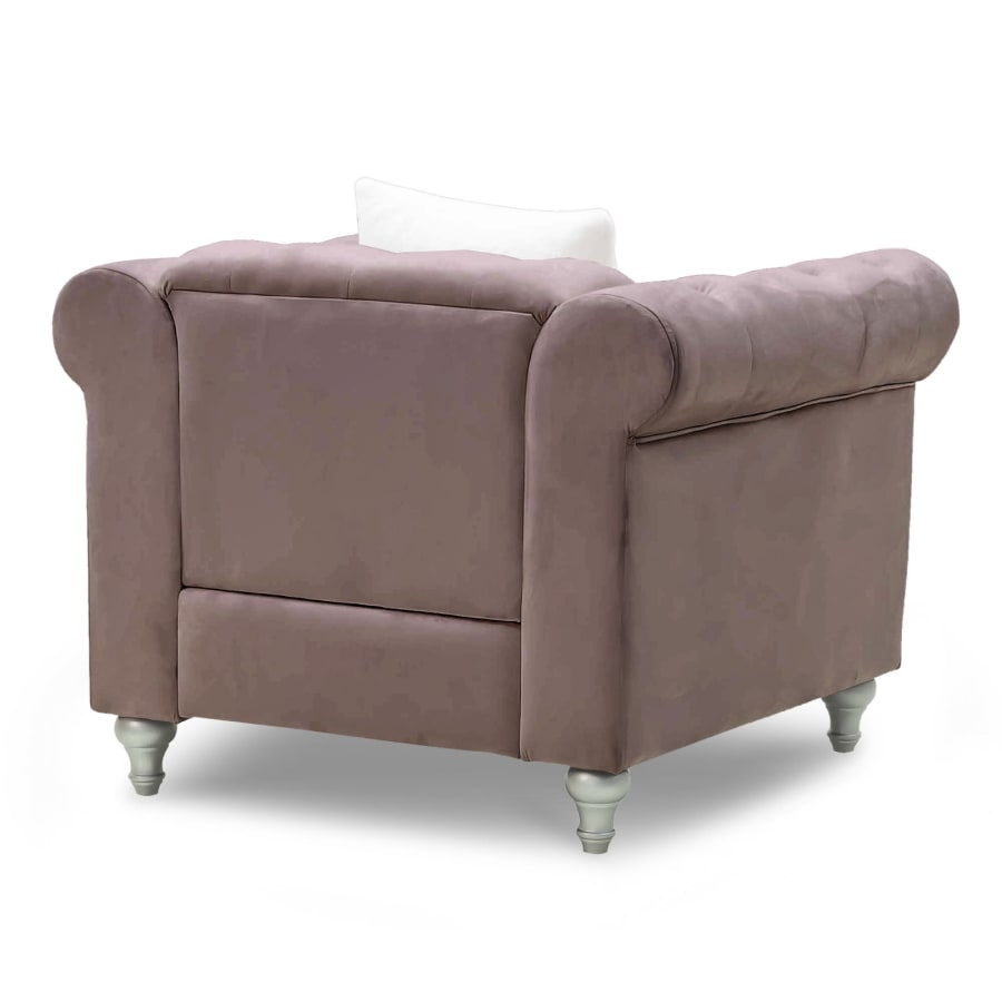 Fauteuil chesterfield en velours rose