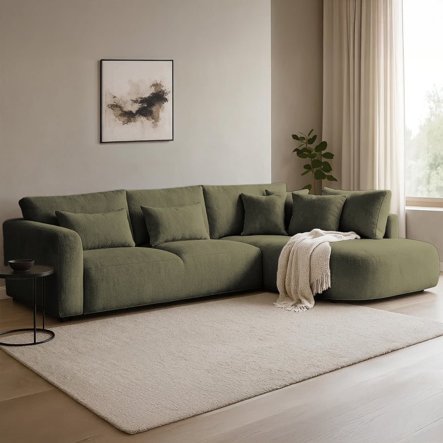 Canapé d'angle en tissu vert - Angle droit