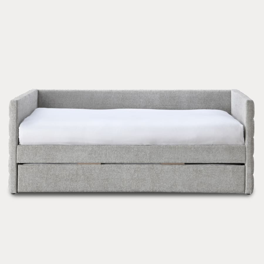 Lit gigogne en tissu gris 90x190 cm