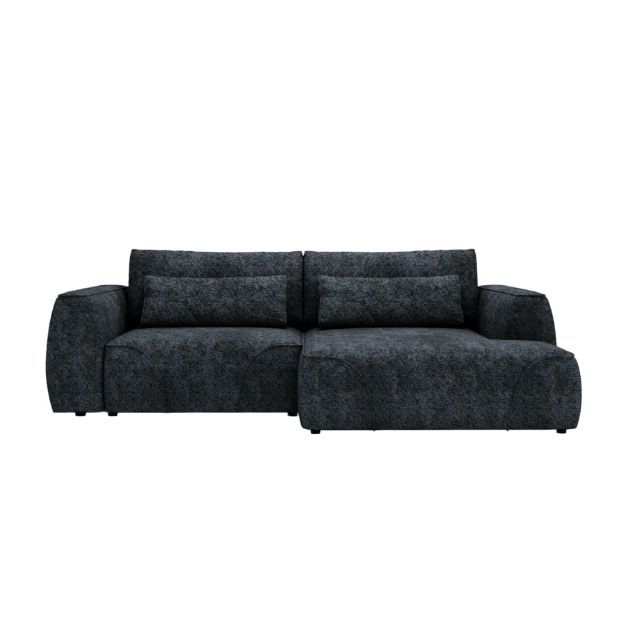 Canap&eacute; d'angle convertible avec coffre en tissu bleu - Angle droit