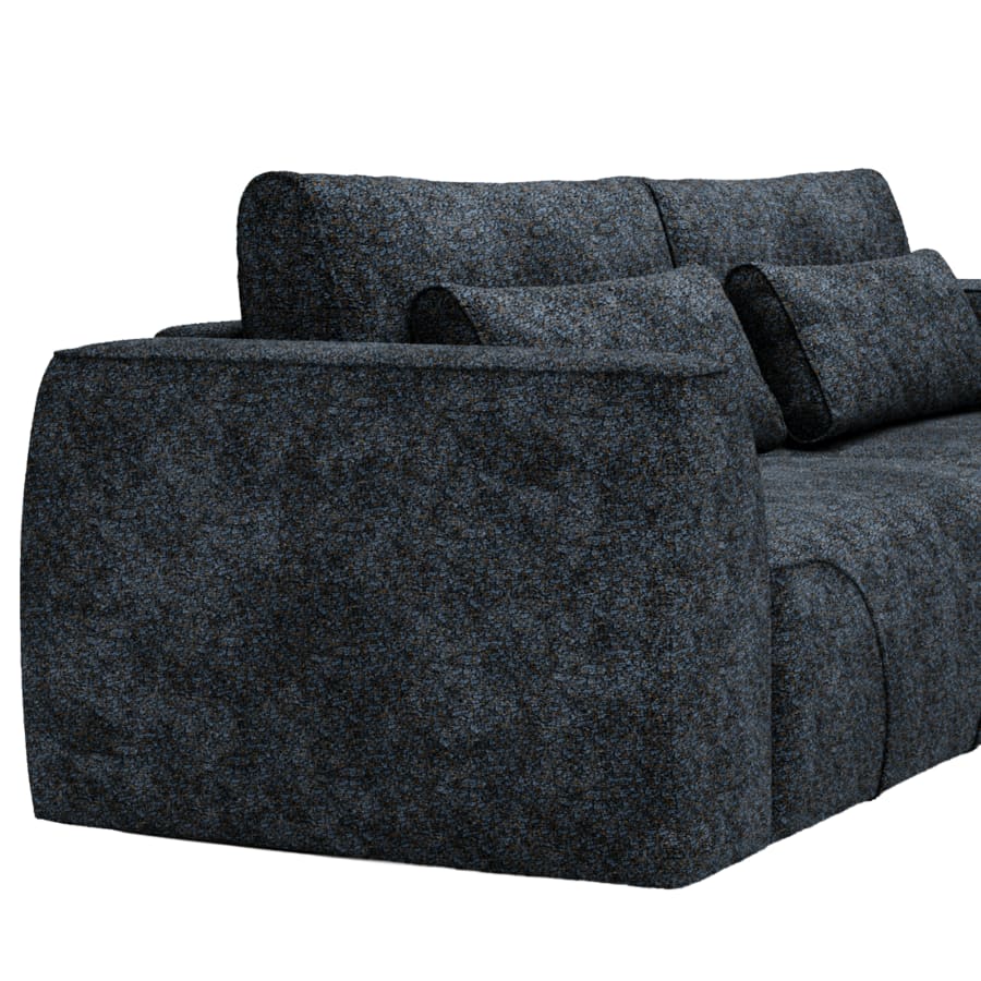 Canap&eacute; d'angle convertible avec coffre en tissu bleu - Angle droit