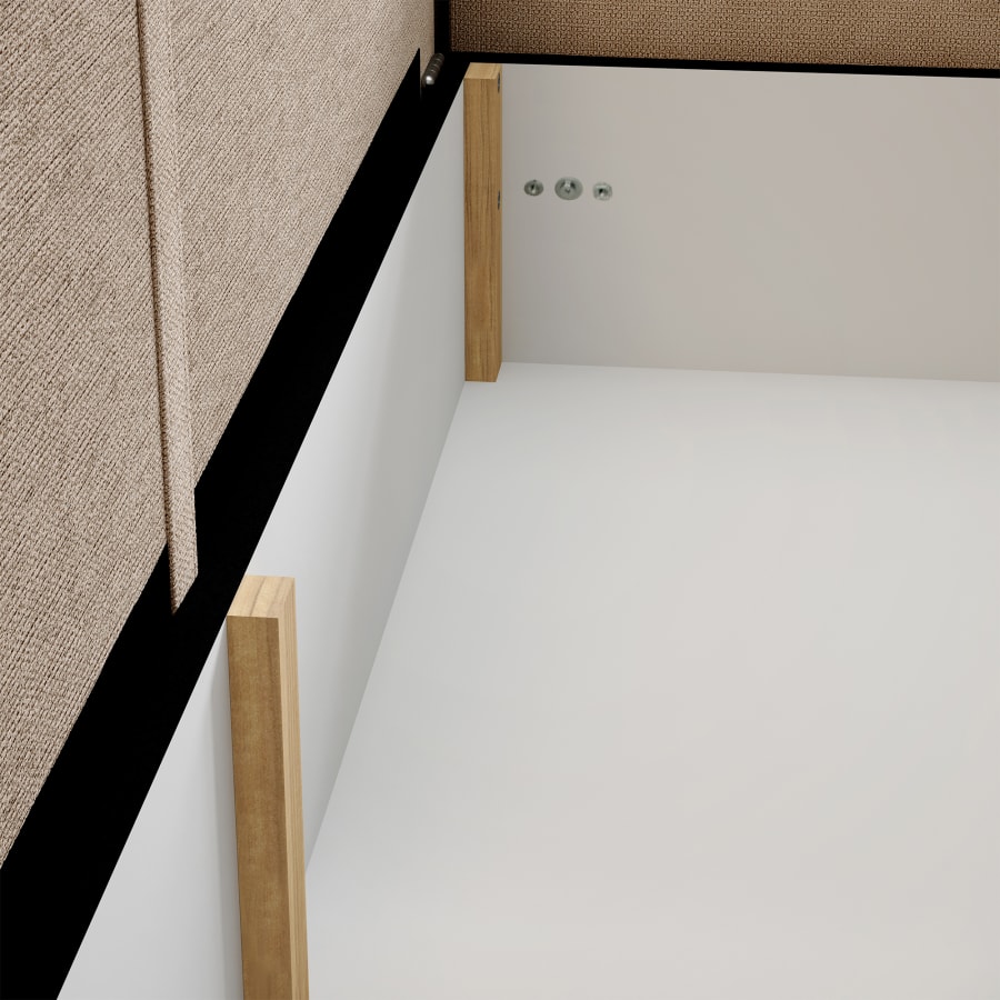 Canapé d'angle convertible avec coffre en tissu beige - Angle droit