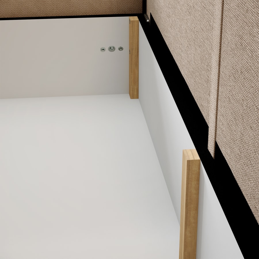 Canapé d'angle convertible avec coffre en tissu beige - Angle gauche