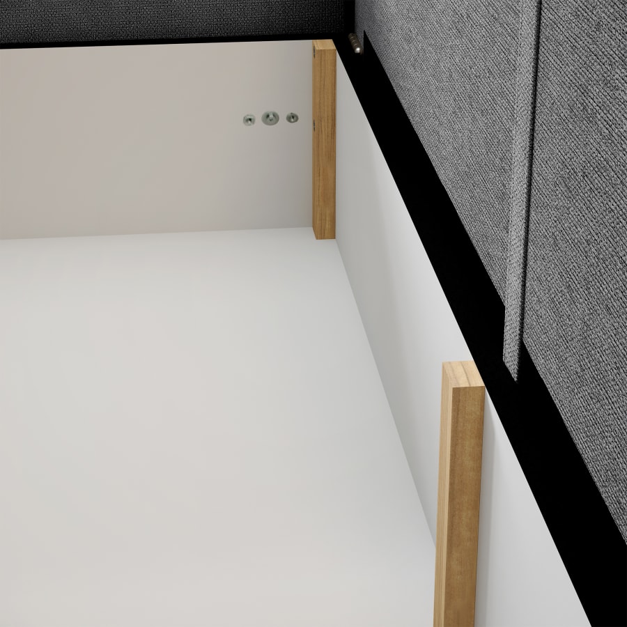 Canapé d'angle convertible avec coffre en tissu gris - Angle gauche