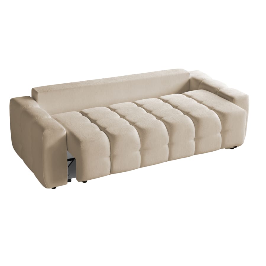 Canapé 3 places convertible avec coffre en tissu beige foncé