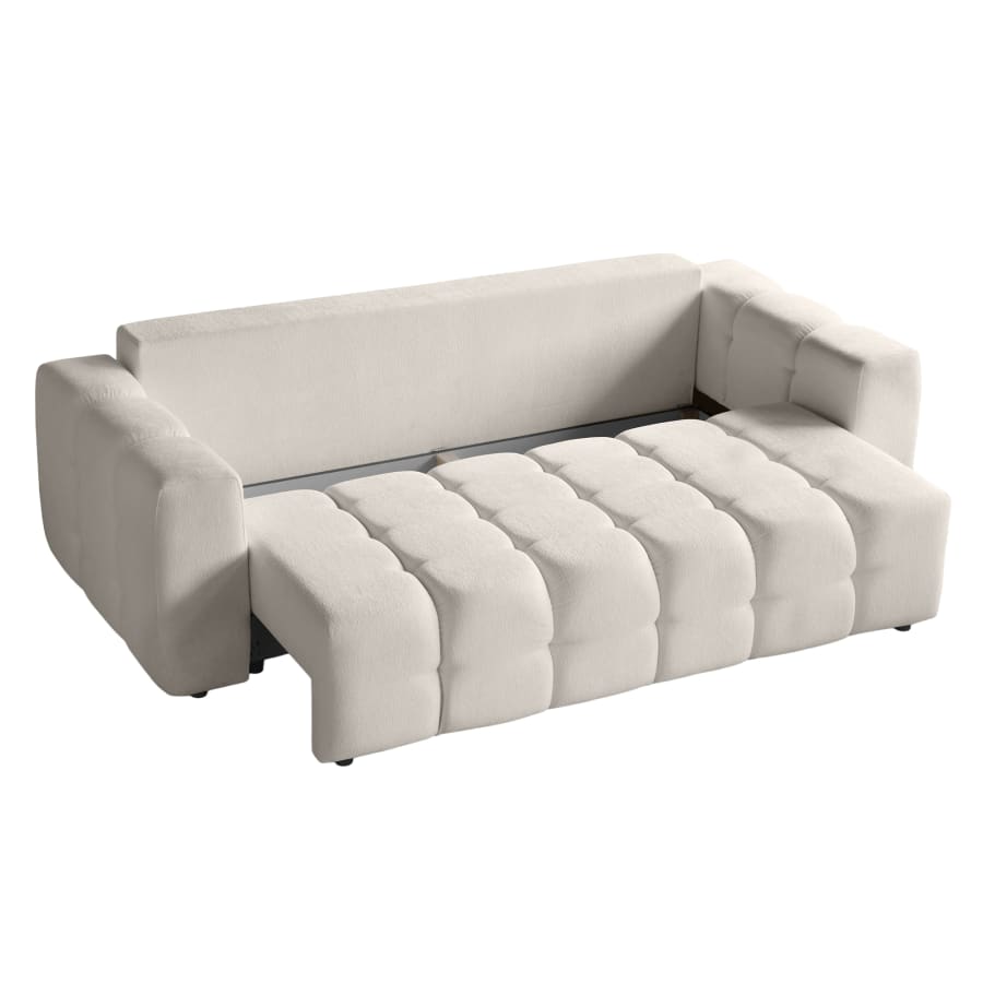 Canapé 3 places convertible avec coffre en tissu beige