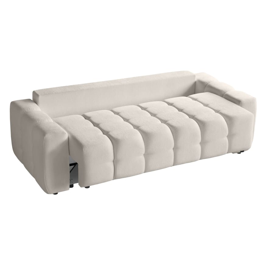 Canapé 3 places convertible avec coffre en tissu beige