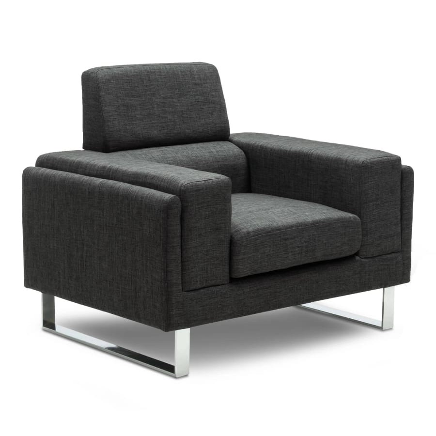 Fauteuil design en tissu gris foncé