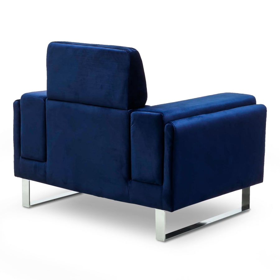 Fauteuil design en velours bleu