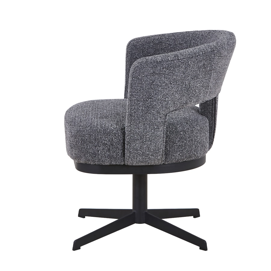 Chaise pivotante en tissu gris anthracite pieds en métal noir