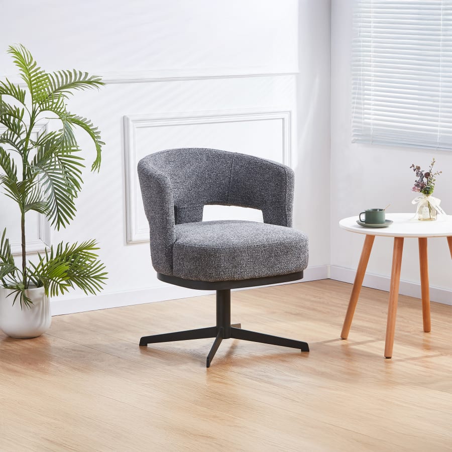 Chaise pivotante en tissu gris anthracite pieds en métal noir