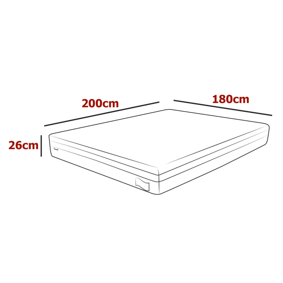 Matelas HYBRID 180 x 200 cm avec ressorts ensach&eacute;s et mousse m&eacute;moire de forme &eacute;paisseur 26 cm