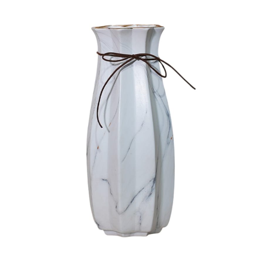 Vase en céramique couleur marbre blanc H27.5 cm