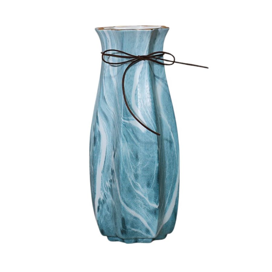 Vase en céramique couleur marbre bleu ciel H27.5 cm
