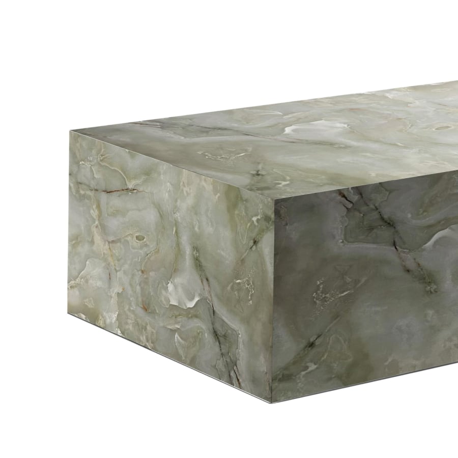 Table basse rectangulaire en marbre d'ing&eacute;nierie vert
