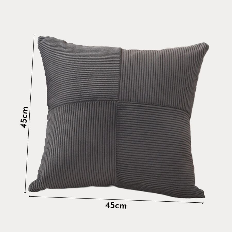 Coussin carré en tissu côtelé gris 45x45 cm