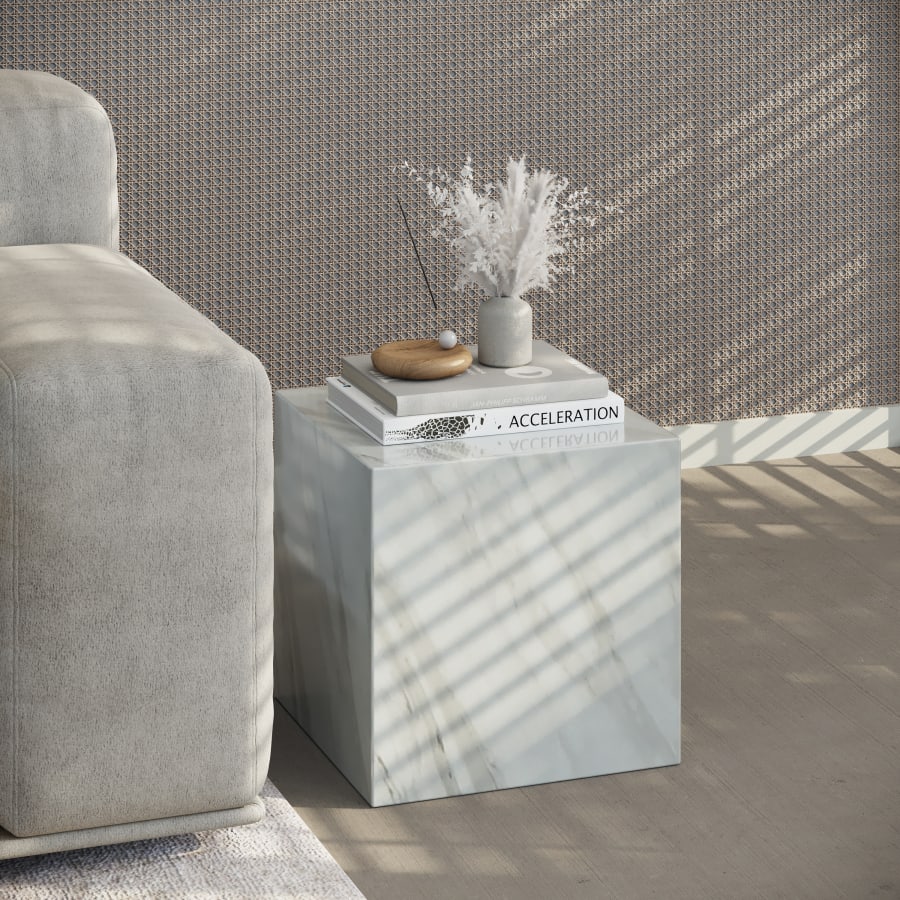 Table basse carré marbre d'ingénierie blanc