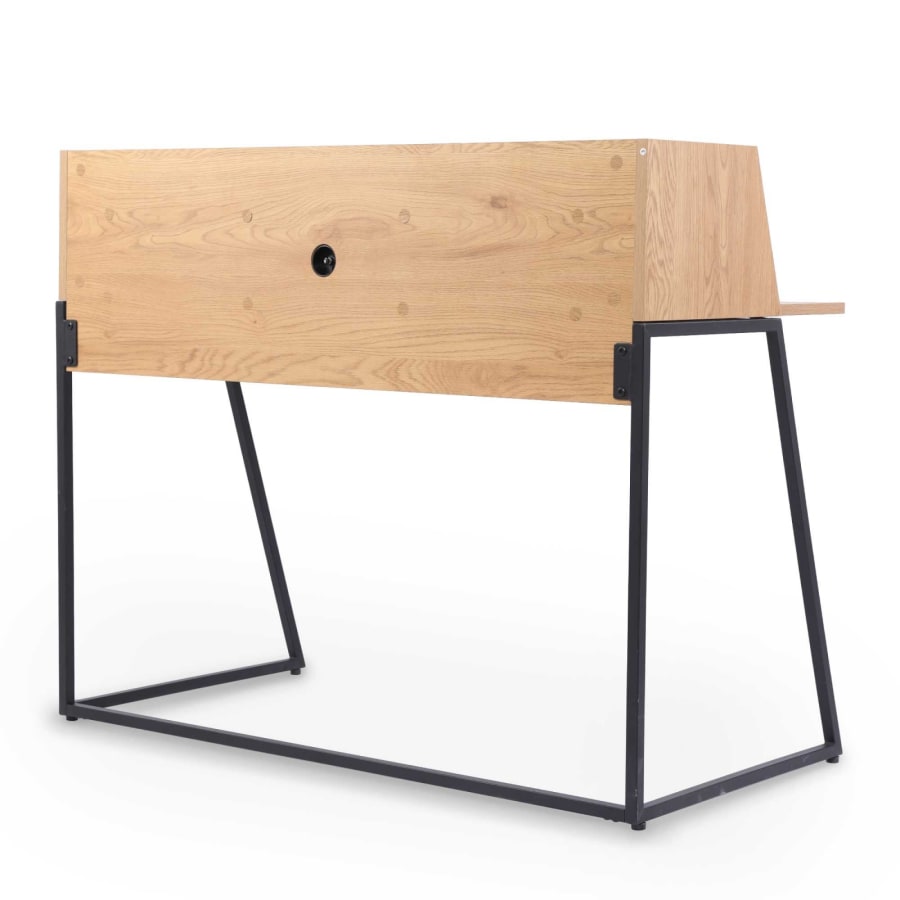 Bureau compact avec étagère en bois et métal