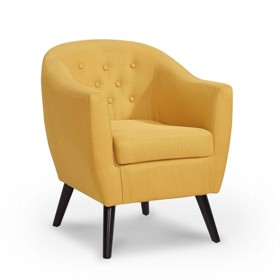 Fauteuil scandinave en tissu jaune