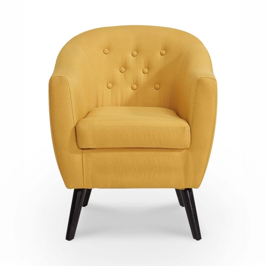 Fauteuil scandinave en tissu jaune